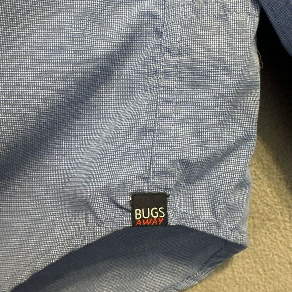 Exofficio Insect Shield Button Up Shirt Mens Size M Blue Hiking Fishing Camping - Picture 10 of 12